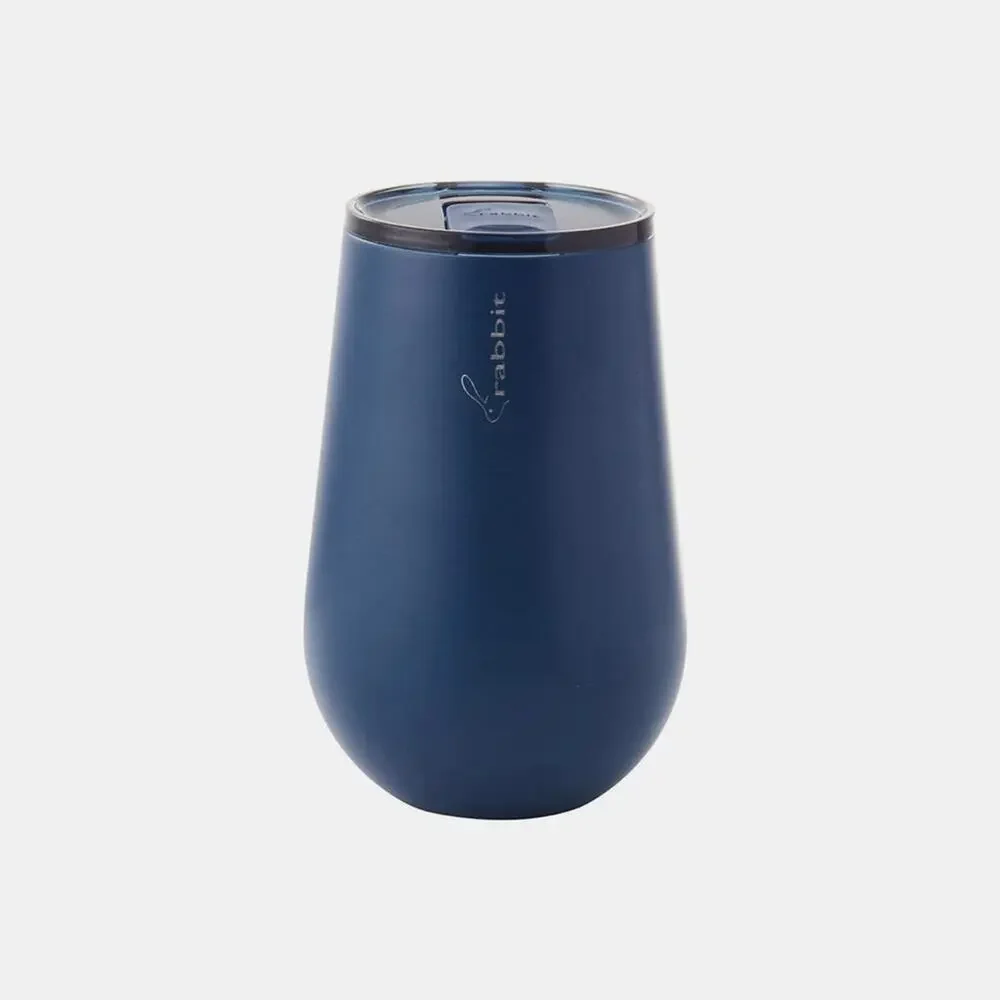 NEW RABBIT Navy Blue Stainless Steel Hot Cold Insulated Travel Mug Wine Glass